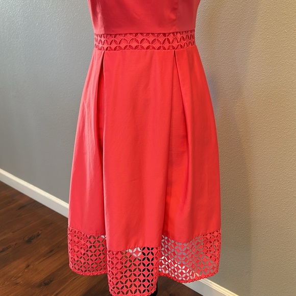 Calvin Klein Illusion Lace Net Coral Dress. Size: 2 - Picture 4 of 12